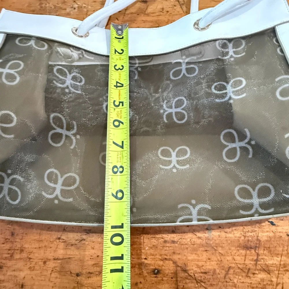 Arbonne Consultant Souvenir Purse White See-Through Mesh Plus 2  Bags Small